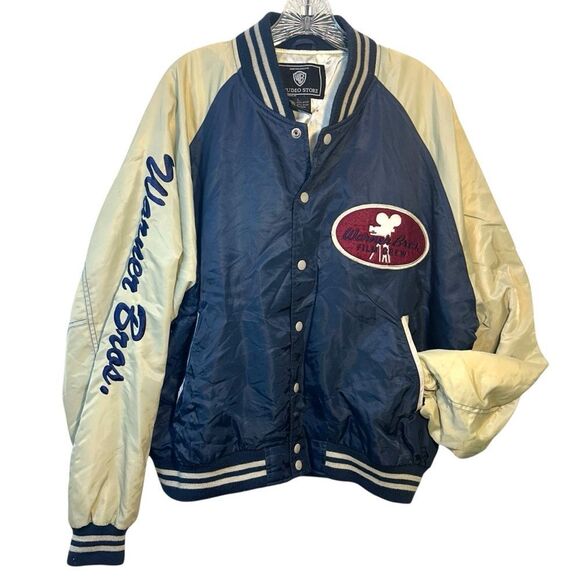 Warner Bros Store Jacket Large Cast Crew Blue Hollywood Varsity Looney Tunes VTG - Picture 2 of 16